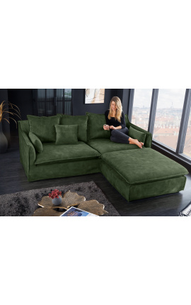 Grande banquette carrée 100 cm CELESTE en velours vert