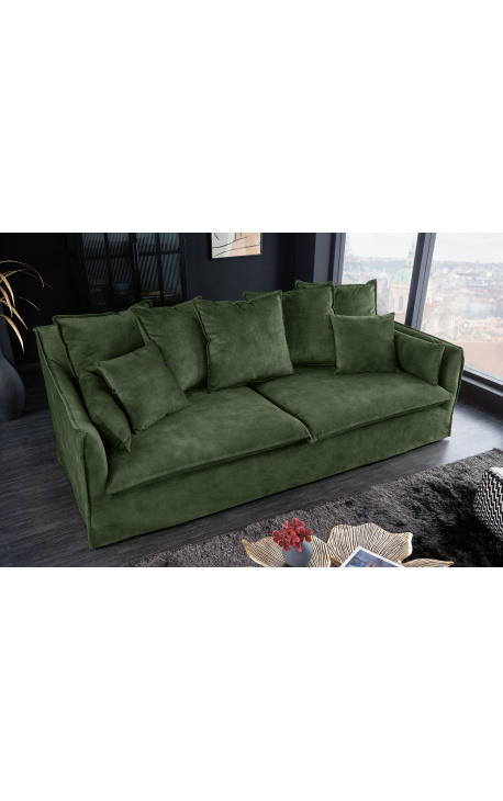 3 plazas sofá CELESTE en terciopelo de color verde