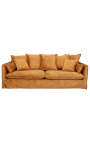 3 plazas sofá CELESTE en terciopelo de color mostaza