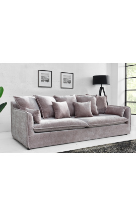 3-Sitzer-Sofa CELESTE aus taupefarbenem Samt