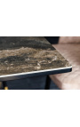 mesa de comedor "Euphoric" de acero negro y tapa de cerámica efecto piedra 180-220-260