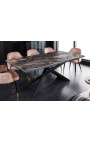 "Euphoric" dining table in black steel and stone look ceramic top 180-220-260