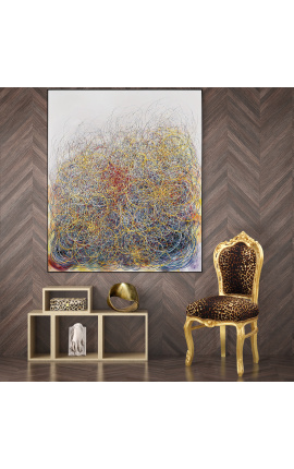 Cadira d&#039;estil barroc rococó de tela lleopard i fusta daurada