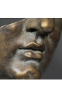Large sculpture "Apollo's Head fragment" patinated bronze on black metal support