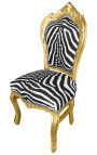 Scaun baroc rococo cu material zebra si lemn aurit