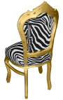 Baroque Rococo chair with zebra fabric and gilded wood