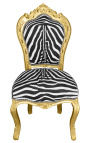 Barokna rokoko stolica sa zebra tkaninom i pozlaćenim drvetom