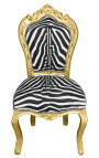 Baroque Rococo chair with zebra fabric and gilded wood