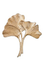 Decoración mural en metal dorado Hojas de ginkgo 35 cm