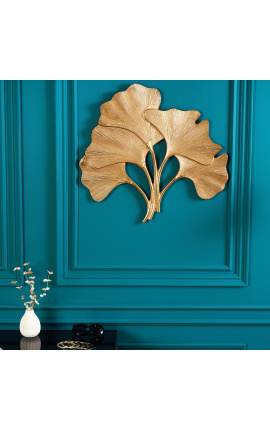Large wall decoration in gold metal Ginkgo leaves 65 cm