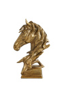 Décoration en aluminium doré sur support "Tête de cheval" 40 cm
