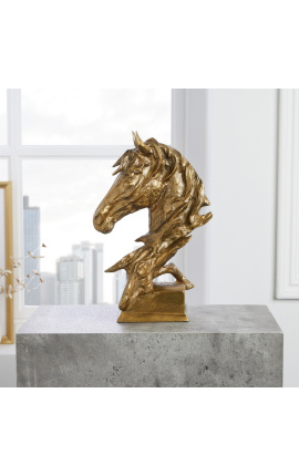 Decoração em alumínio dourado sobre suporte &quot;Cabeça de Cavalo&quot; 40 cm