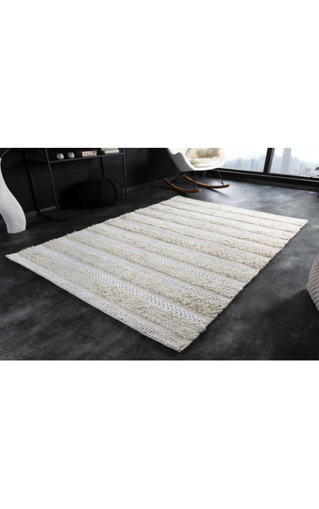 Bellissimo e grande tappeto in cotone color avorio 230 x 160
