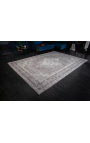 Très grand tapis gris oriental en coton 350 x 240
