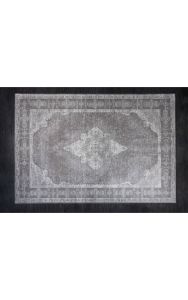 Très grand tapis gris oriental en coton 350 x 240