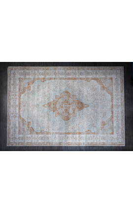 Très grand tapis beige oriental en coton 350 x 240