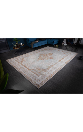 Très grand tapis beige oriental en coton 350 x 240