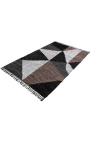 Velký šedý kožený koberec s geometrickým vzorem 230 x 160