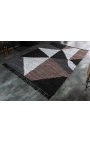 Duży szary skórzany dywan z geometrycznym wzorem 230 x 160