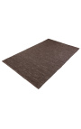 Veľký kožený a konopný koberec v tmavohnedej farbe kože 230 x 160
