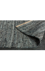 Grande tappeto in pelle e canapa colore cuoio blu 230 x 160