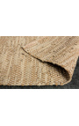 Stor läder- och hampamatta i beige läderfärg 230 x 160