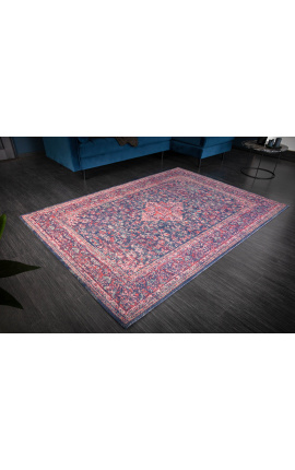 Velký červený a modrý starožitný orientální koberec 240 x 160