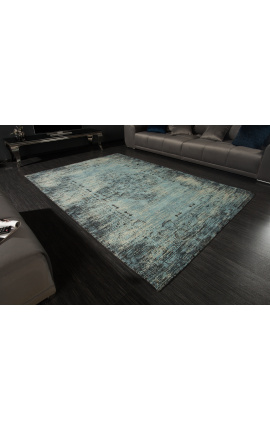 Grand tapis vert-bleu antique oriental 240 x 160