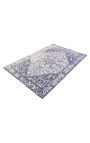 Großer antiker Teppich in Marineblau und Elfenbein mit orientalischem Muster, 230 x 160