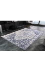 Large antique navy blue and ivory carpet pattern oriental 230 x 160