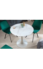 Round asztal "Bisztrot" fehér láb és felső üveg utánzati márvány