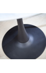 Round tafel "Bistrot" met zwarte voet en top in glas imitatie marmer