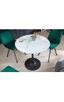 Round asztal "Bisztrot" fekete láb és felső üveg utánzati márvány