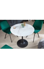 Round table "Bistrot" with black foot and top in glass imitation marble