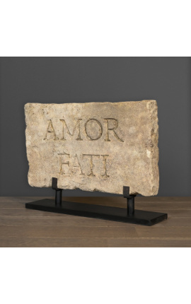 Large Roman stele &quot;Amor Fati&quot; in carved sandstone
