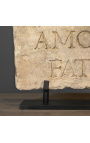 Large Roman stele "Amor Fati" in carved sandstone