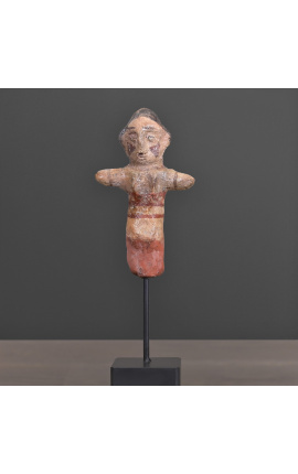 Primitive Puppe von Borneo in Ton auf Metallträger