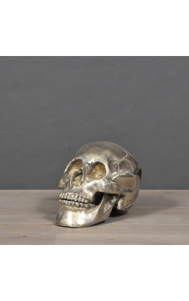 Crâne en métal argenté - Taille L (20 cm)