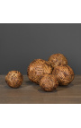 Set av 5 rattan "Takraw" bollar, från Indonesien
