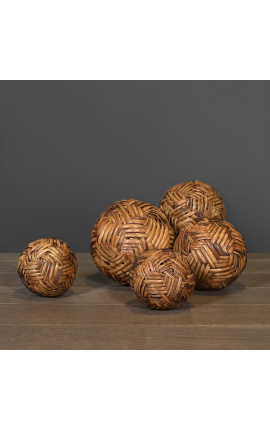 Set of 5 rattan "Takraw" balls, from Indonesia