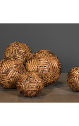 Set av 5 rattan &quot;Takraw&quot; bollar, från Indonesien