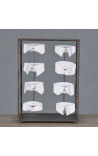 Cabinet in metal and glass with a collection of 8 old necks
