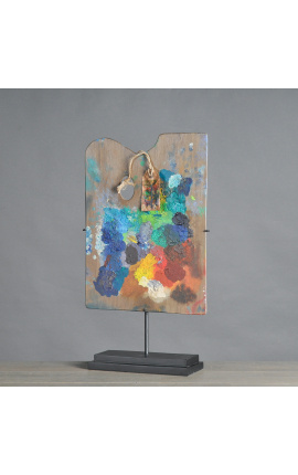 Élégante palette de peintre &quot;Gauguin&quot; sur son présentoir
