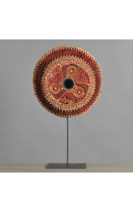 Large Borneo offering basket on black metal stand