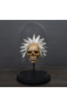 Oval Glaskugel auf Holzständer Memento Mori