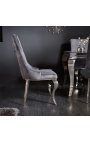 Conjunt de 2 cadires barrocs contemporànies de vellut gris i acer cromat