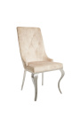 Zestaw 2 nowoczesnych krzeseł w stylu barokowym z aksamitu w kolorze szampana i stali chromowanej
