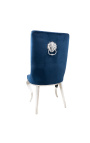 Ensemble de 2 chaises baroque contemporaines velours bleu et acier chromé