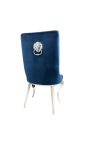 Conjunto de 2 sillas barrocas contemporáneas terciopelo azul y acero cromado