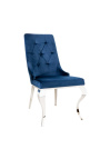Conjunto de 2 cadeiras barrocas contemporâneas veludo azul e aço cromado
